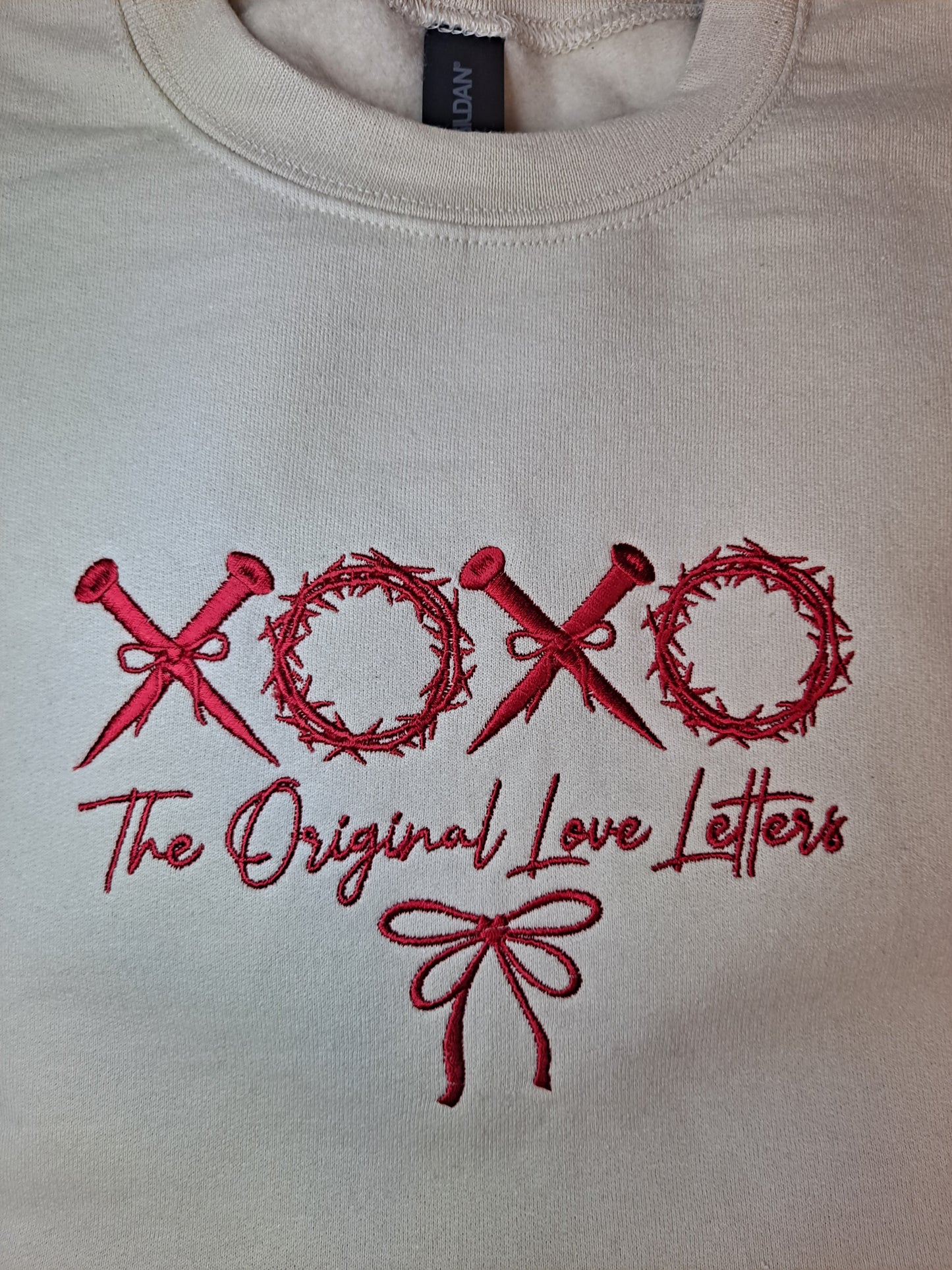The original love letters embroidered on 100% cotton crew neck sweatshirt