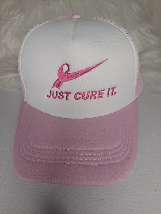 Just Cure it embroidered on trucker hat