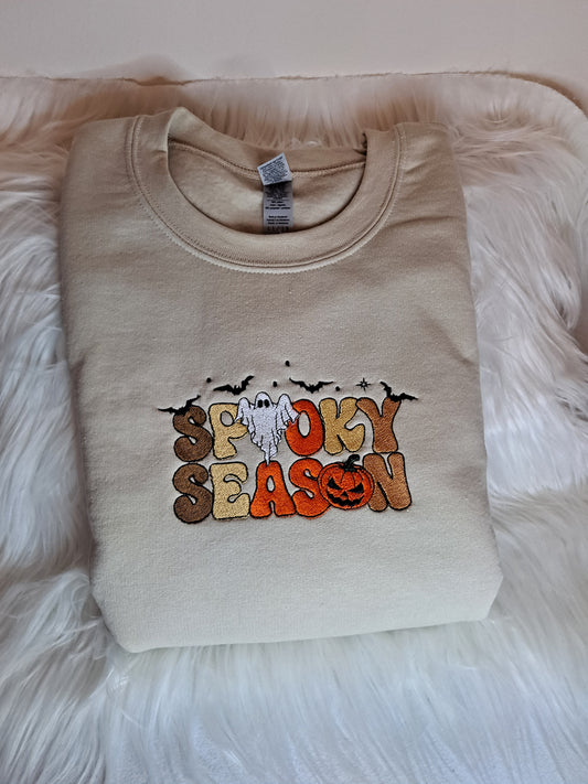 Spooky Season Embroidery on crew neck sweatshirt