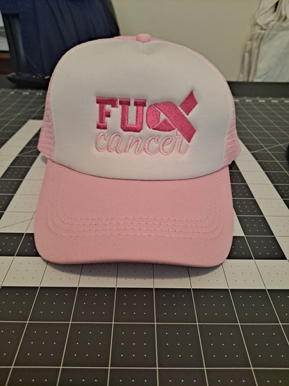 Breast Cancer FU Cancer embroidered trucker hat