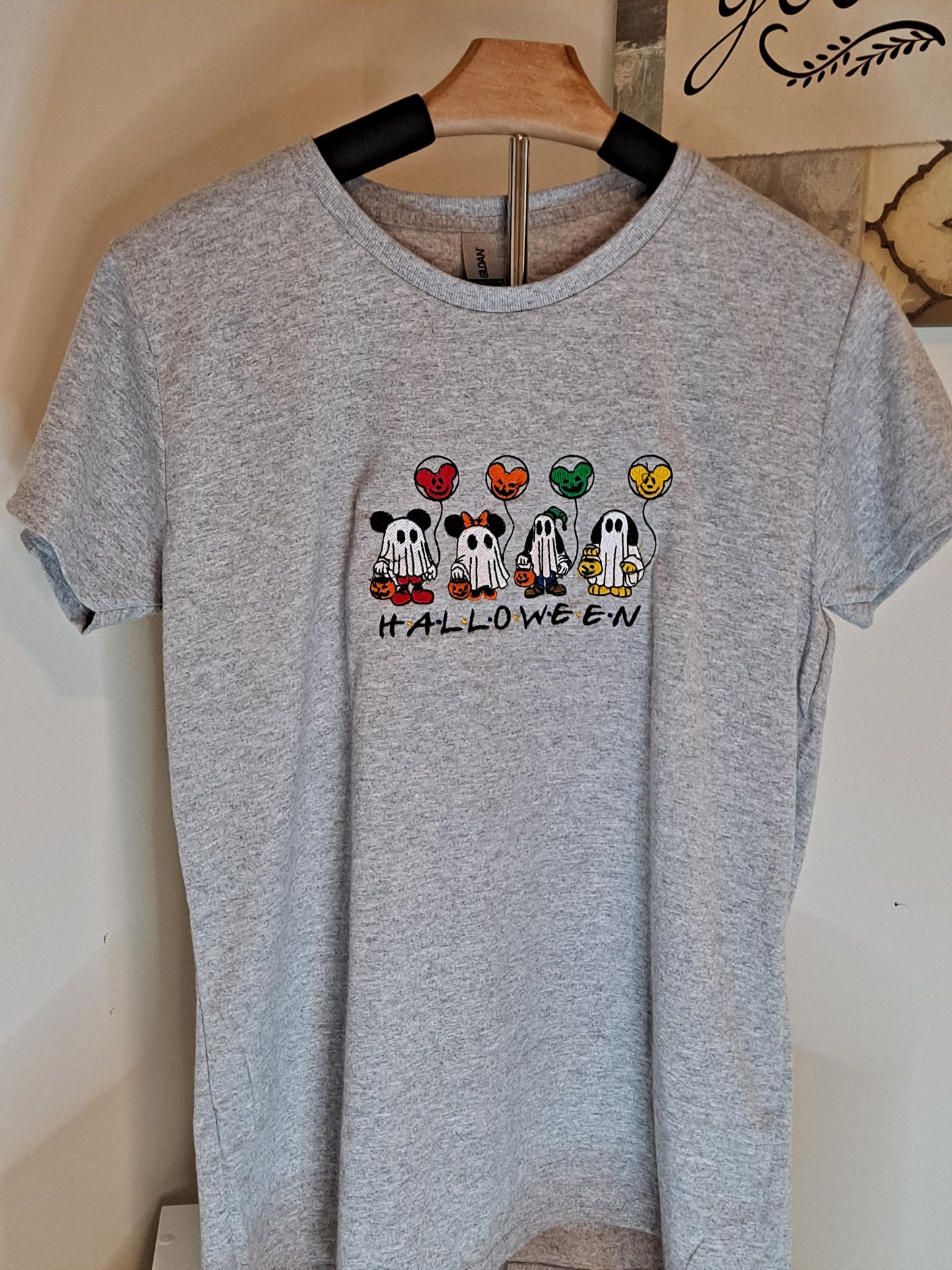 Halloween characters embroidered on t shirt