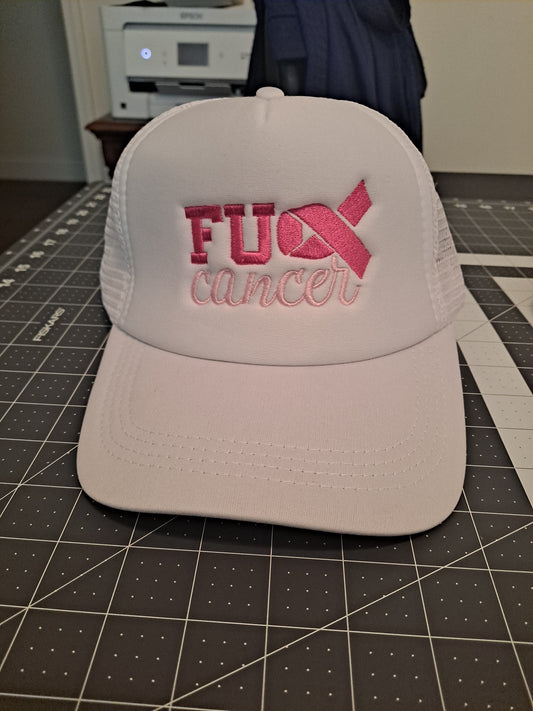 Breast Cancer FU Cancer embroidered trucker hat